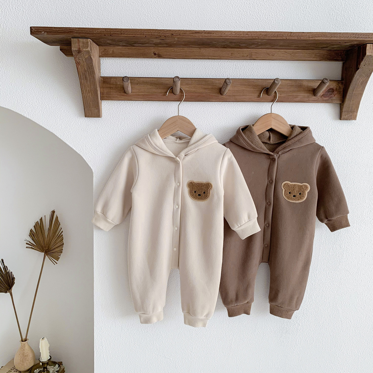 Baby's Korean-style Fall/Winter New Fleece Bear-style Climbing Suit for Newborn fleece-lined Hare Clothes for Boys and Girls