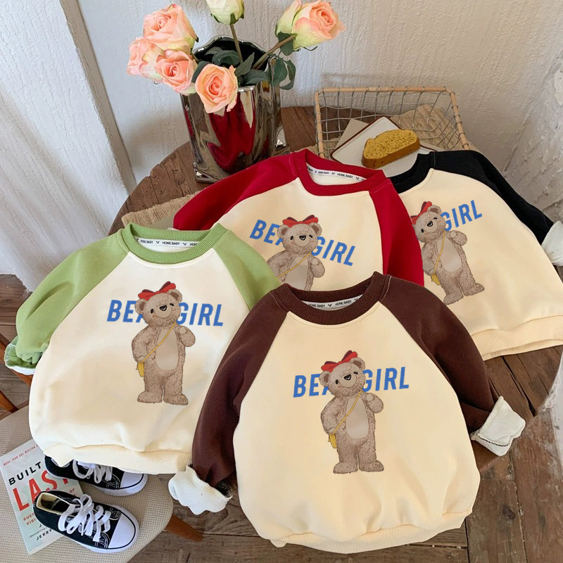 Plush Kidsren's Clothing Round Neck Sweatshirt Autumn and Winter 2025 Trendy Brand Versatile Cute Kidsren's Boys and Girls Thickeneded Warm Tops