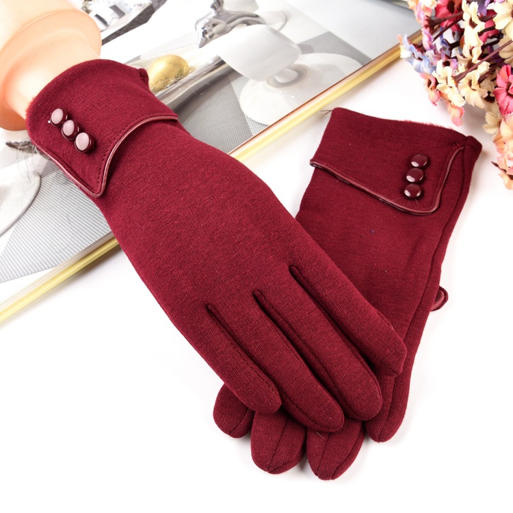 Velvet-free gloves fleece-lined autumn and winter warm gloves touch screen women's cotton students cycling driving outdoor cycling gloves