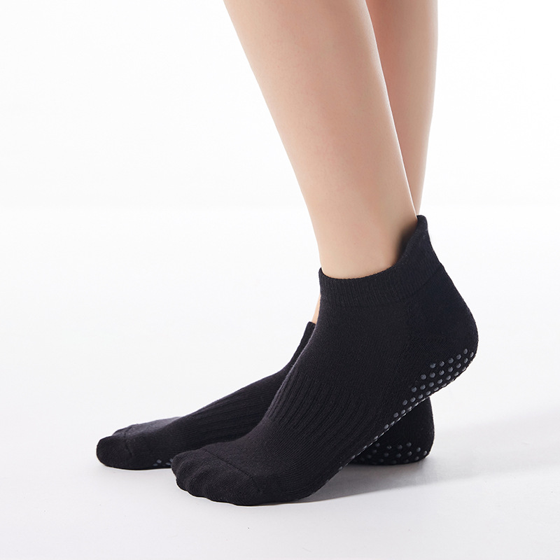 Yoga socks women's combed cotton thickened bottom exposed instep non-slip indoor fitness dancing socks Pilates sports socks