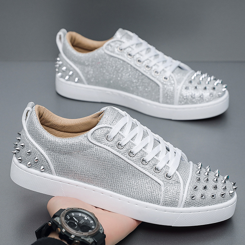 Picture of 2025 Autumn New Men's Shoes, Fashionable Casual Shoes, Personalized Studed Trendy Shoes, Spirited Young Men's Sneakers, Youth Flats
