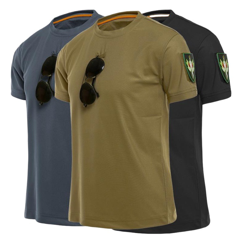 Round neck tactical short sleeve breathable military training loose short sleeve