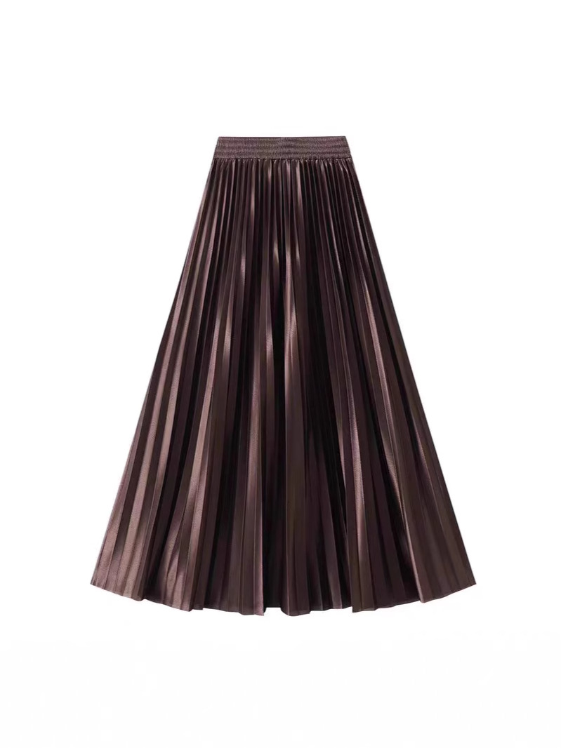 European and American Cross-Border Women's Clothing Amazon Pleated Skirt Drapey Metallic Texture Large Hem Pleated Skirt Spring and Summer Long Skirt