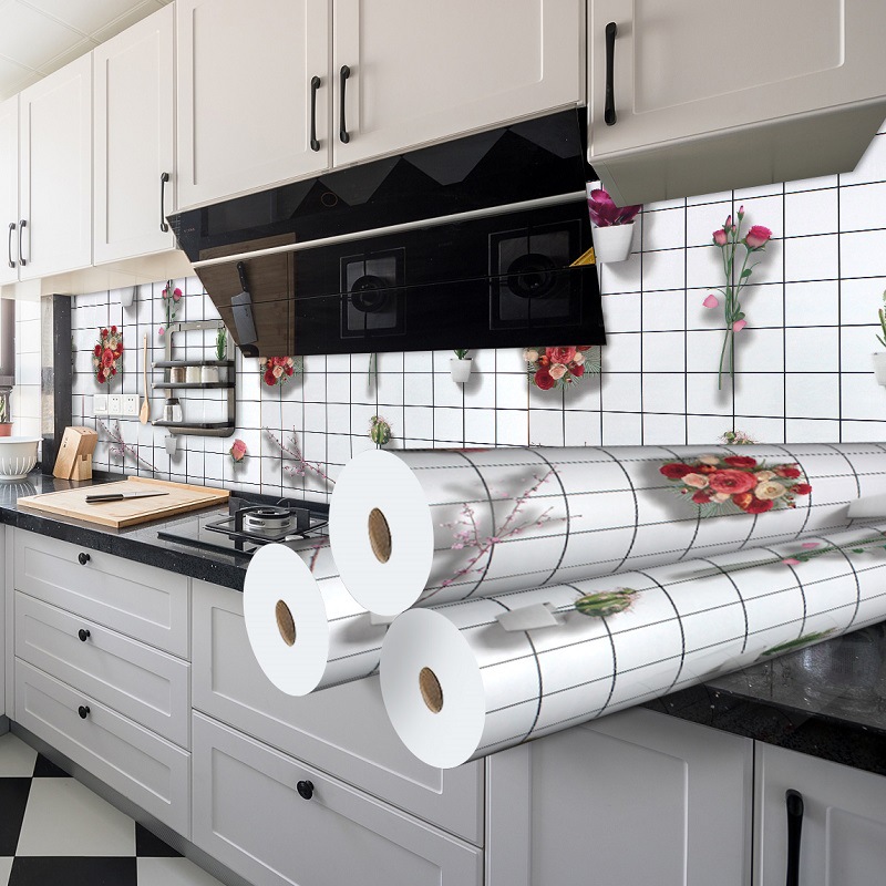 Picture of Wholesale kitchen oil-proof stickers self-adhesive wall stickers bathroom renovation milk tea shop waterproof high temperature resistant stove wallpaper porcelain