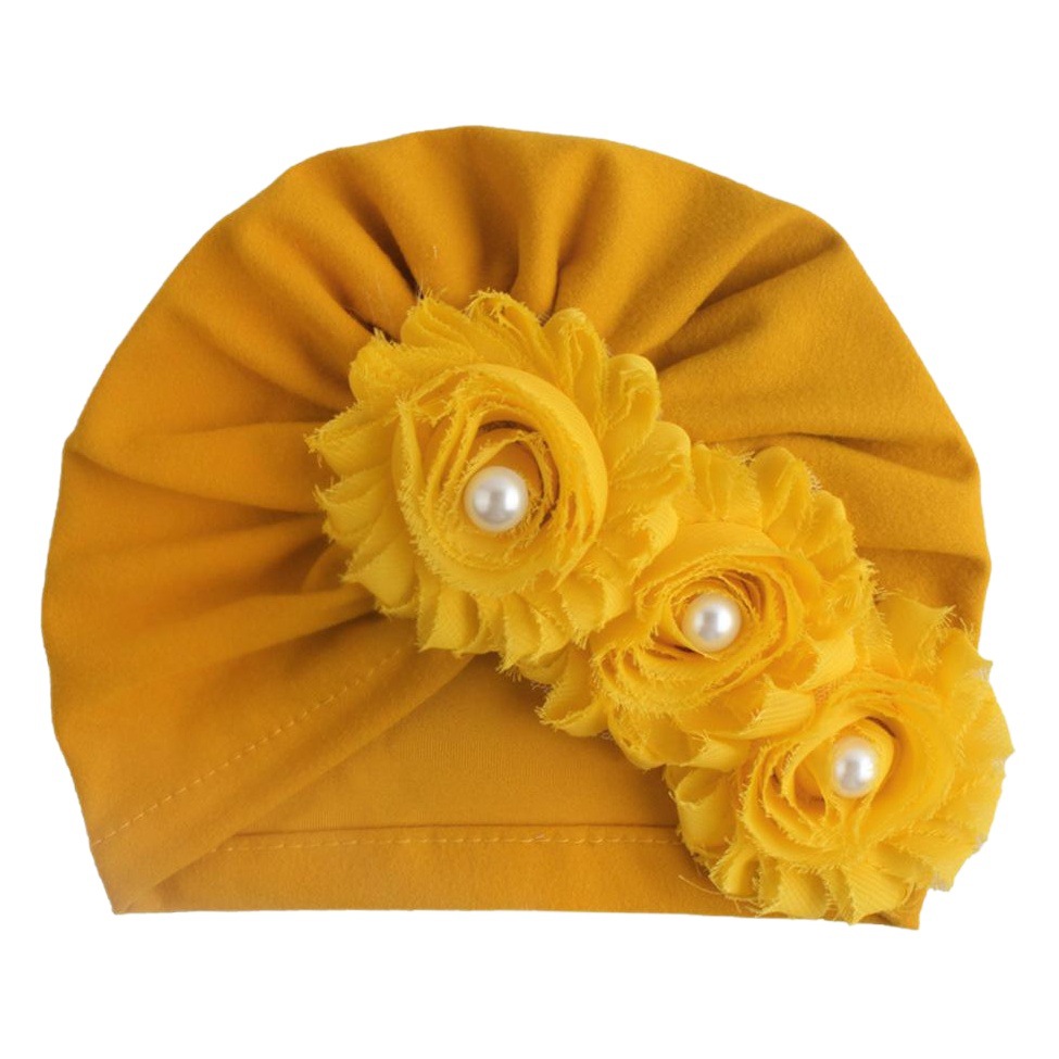 European and American Kidsren's Products Baby Pure Color Sunflower Pullover Hat Kidsren's Autumn and Winter Warm Hat Baby Hat