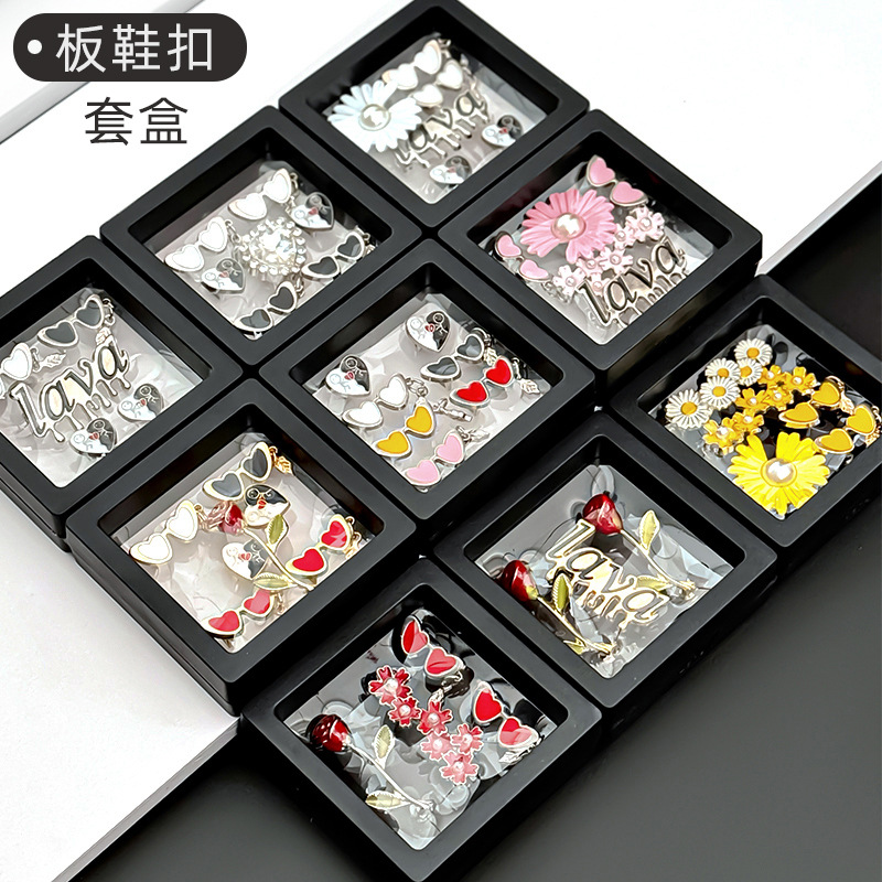 Set Love Shoe Buckle Couple Gift Jewelry Set Box Removable Valentine's Day Gift Board Shoes Decorative Shoe Buckle