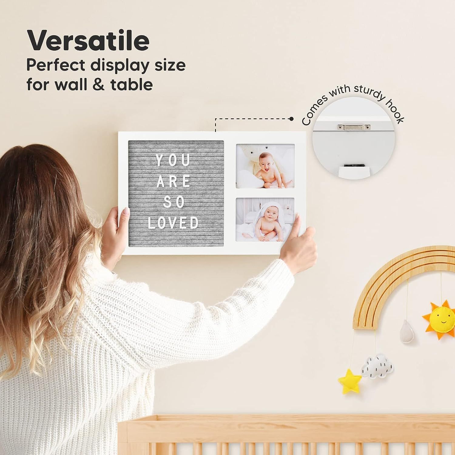 Picture of Amazon New felt letter message board with wooden baby growth commemorative album Baby growth photo frame