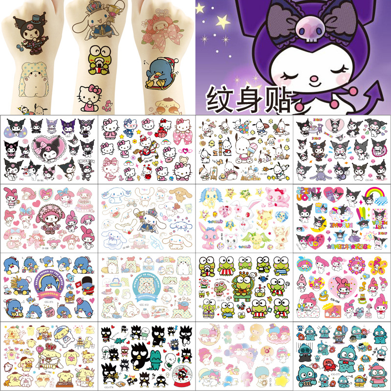 Melody Kuromi Big-Eared Dog Pacha Dog Tattoo Sticker Birthday Party Party Tattoo Water Transfer Sticker