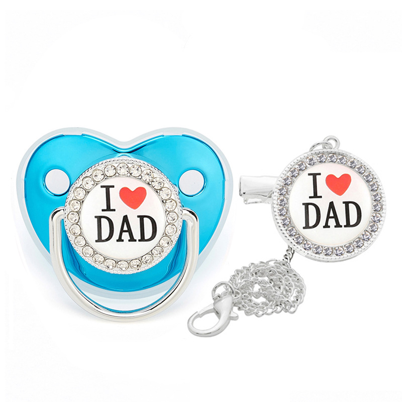 Cross-border new love series baby diamond pacifier baby drill soothing play mouth with chain clip