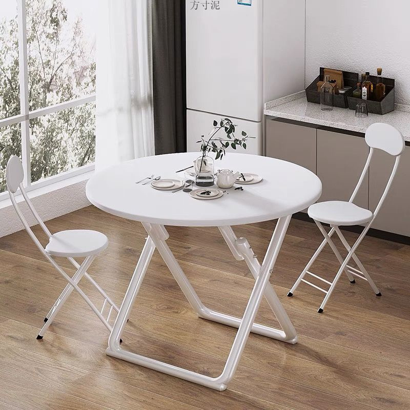 Simple Folding Table Outdoor Portable Dining Table Stall Table Household Dining Table Small Apartment Balcony Simple Round Table and Chair