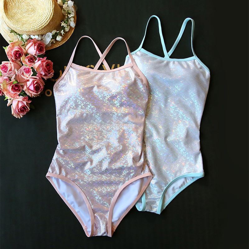 Conjoined Triangle Swimsuit Women's 2024 New Professional Racing Swimming Pool Glittering High-end Hot Spring Backless Swimsuit