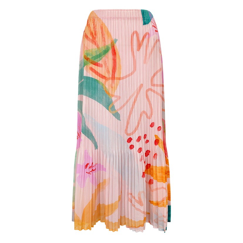 Nanyou Spring Skirt New Pleated Printed Japanese and Korean Casual A-Line Skirt High-End Small Fragrance Miyake New Style