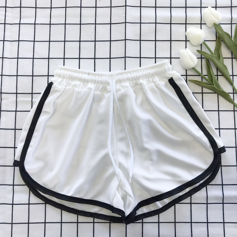 Picture of Korean Summer New High Waist Slimming Elastic Waist Lace-up Contrast Edge Solid Color Fresh Casual Shorts Hot Pants Women's Trendy