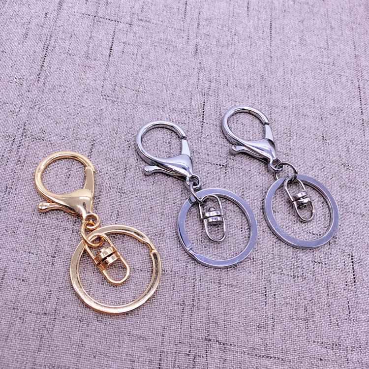 Metal Keychain Hanging Plated Lobster Buckle Glaze Color Preservation Key Ring Accessories Zinc Alloy with 8-word Chain Buckle Spot