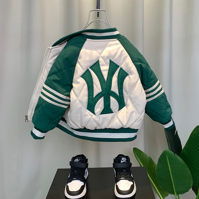 Boys' quilted jacket two-cotton spring and autumn children's thin velvet cotton-padded jacket 24 new boys' clothes boys' autumn baseball uniform