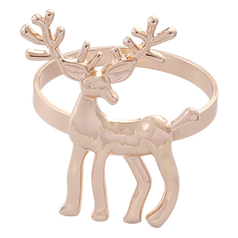 Amazon New Product Antler Napkin Ring Metal Electroplated Christmas Deer Napkin Buckle Elk Napkin Ring Cloth Ring