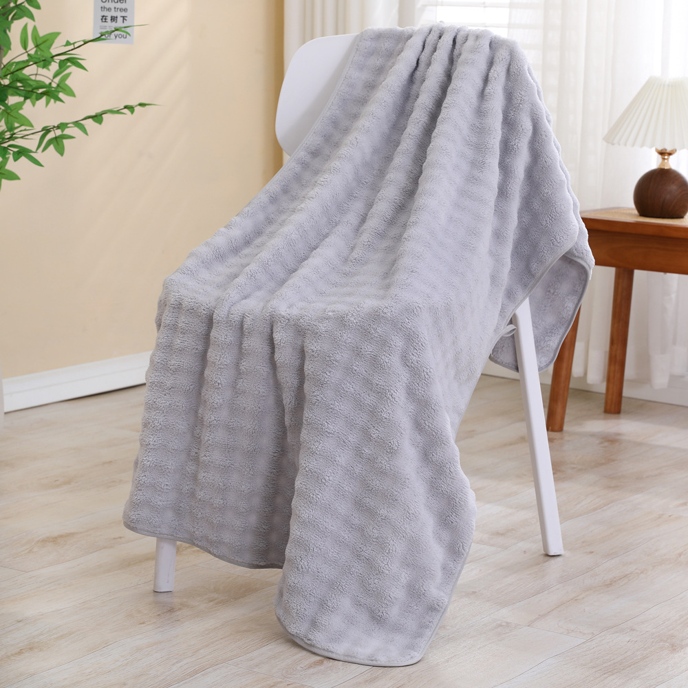 Picture of New Enlarged and Thickened Coral Velvet Bath Towel, Bubble Velvet Couple Towel, Absorbent, Quick-Drying, Soft, Not Easy to Shed Hair, Adult Wrap Towel