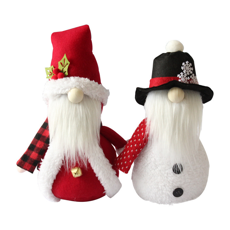 Picture of Zhong Ran Christmas Decorations Ornaments with Hat Santa Snowman Old Man Doll Window Holiday Decoration Faceless Doll