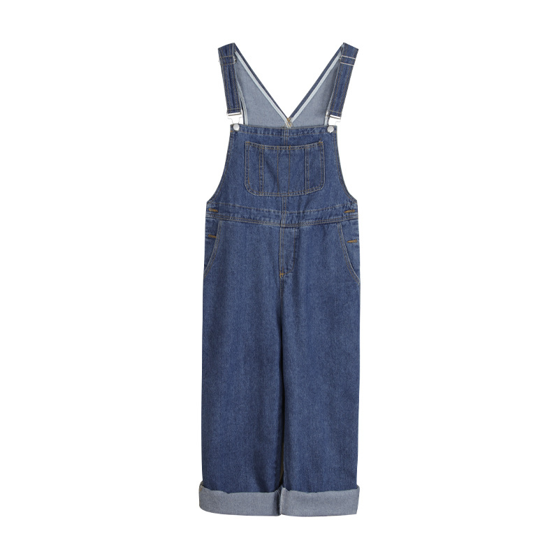 Picture of Japanese Style Versatile Denim Overalls for Women 2024 Spring & Fall New Design Retro Loose Suspenders Wide Leg Long Pants