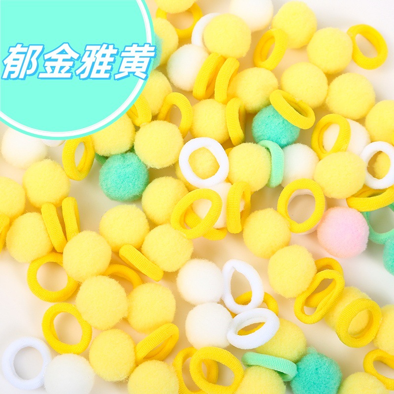 Picture of Children's hair rope plush ball hair ring cute rubber band little girl hair does not hurt hair autumn and winter new hair accessories
