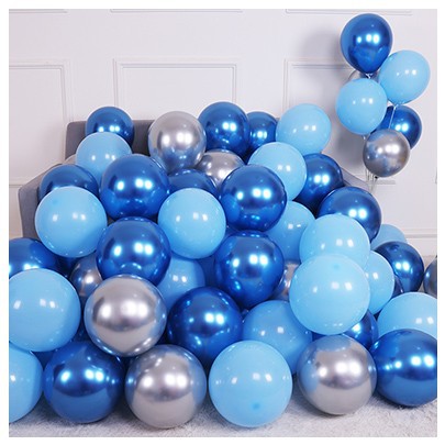 Picture of 10 Inch Thickened Sub Light Blue Ink Blue Haze Night Blue Round Balloon Birthday Bar Decoration