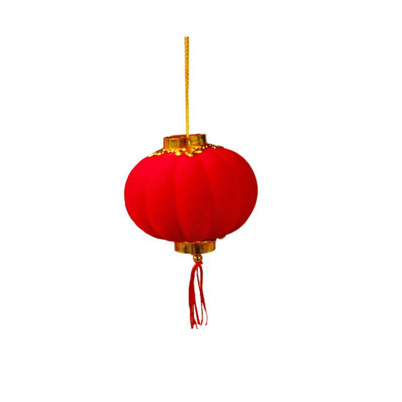 Picture of Spring Festival Flocking Small Lantern Hanging Indoor Bonsai Pendant Outdoor Tree Red Lantern Decoration New Year Arrangement