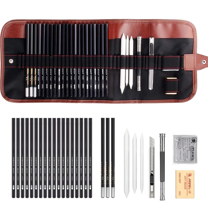 Marley 29 Pen Curtain Sketch Pencil Set 18 Pencils Cross-border Amazon Art Sketch Pencil Set