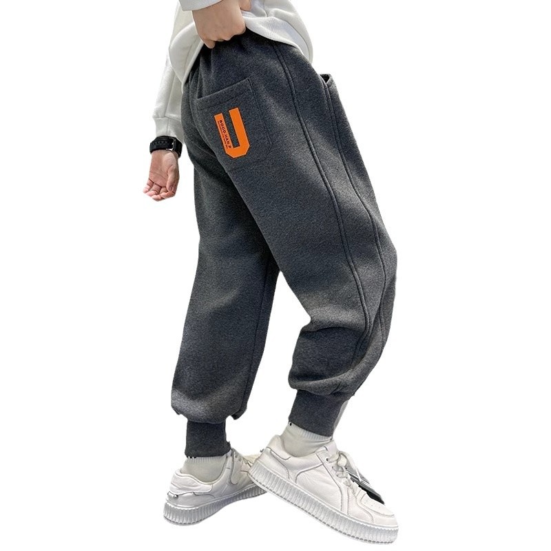 Picture of Boys' Winter fleece-lined Thickened Pants Sports Pants Children's Sweatpants Lamb Velvet Warm One-piece Velvet Children's Trousers