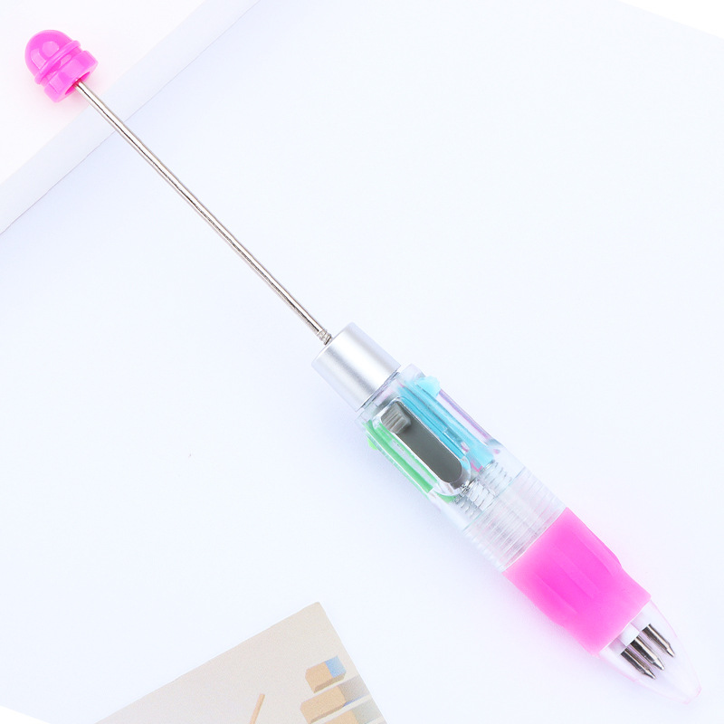 Picture of Factory Direct four-color beaded pen DIY multi-color refill ballpoint pen key mark press plastic gift pen