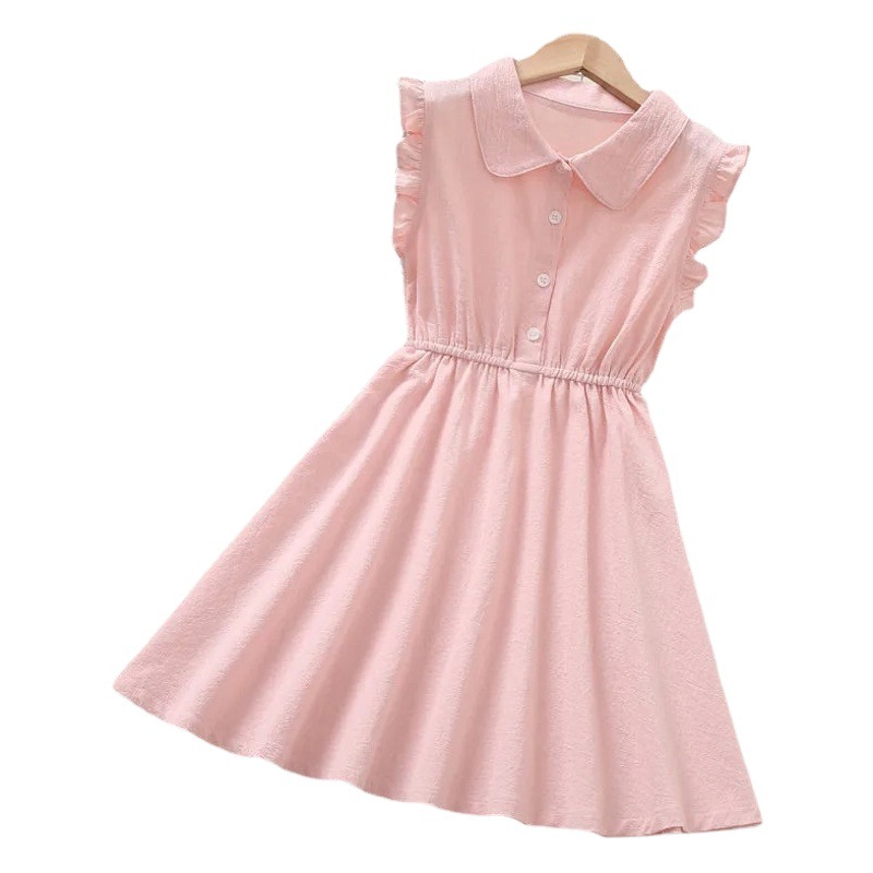 Girl's Dress Summer New Style Girl's College Style Vest Skirt Children's Thin Tight Waist Shirt Skirt