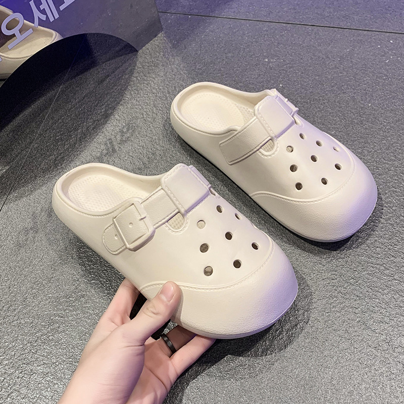 Croc Shoes Women's Outer Wear High-Bottom Toe Half-Slip Non-Slip Non-Stinky Feet Sandals Summer Birkenstocks