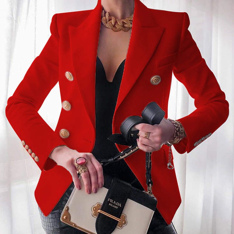 Picture of Fc996 Spot 2025 European and American Amazon Women's Clothing Slim Pure Color Fashion Casual Suit Short Outwear for Women