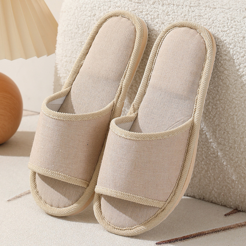 Picture of 2025 New Hotel Cotton and Linen Slippers for Women Spring, Autumn and Summer Home Couples Linen Thick-Soled Four Seasons Sandals and Slippers