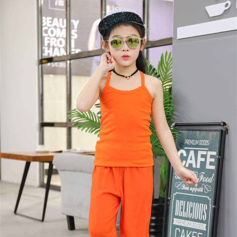 Picture of Children's Cotton Boys' I-shaped hurdle girls' small camisole children's underwear summer girls' bottoming shirt