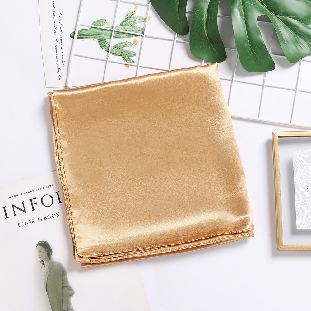 Picture of Solid Color Silk Scarf 90cm Satin Satin Large Square Scarf Women's Candy Color Printed Silk Scarf Scarf Wedding Accompanying Ceremony