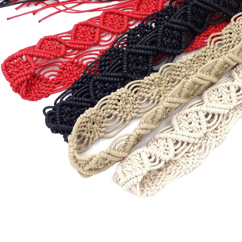 All-Match Hand-Woven Wax Rope Women's Waist Chain Retro Ethnic Style Decorative Thin Waist Rope Belt with Skirt Knot Waist Chain