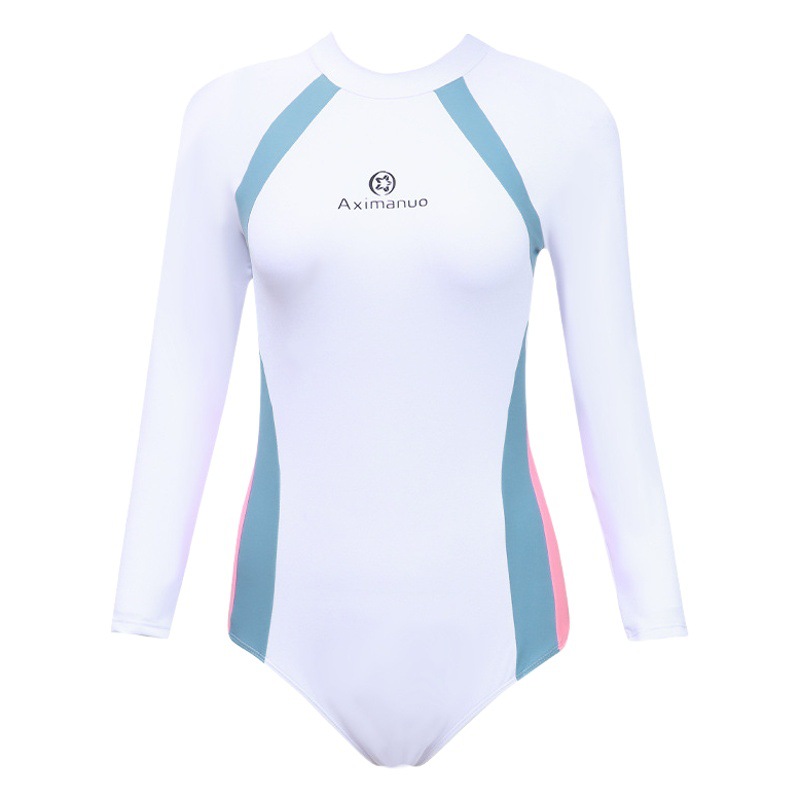 Swimsuit Women's 2023 New Summer One-piece Long-sleeved Swimwear Conservative Slim Belly Covering Women's Sports Swimwear Wholesale