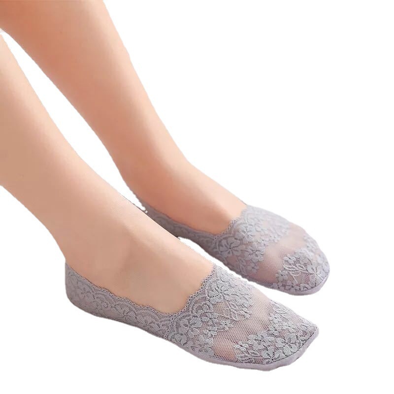 Picture of New Lace Boat Socks for Women Summer Thin Shallow Mouth Silicone Non-Slip Invisible Socks Non-Falling Socks Manufacturer Wholesale