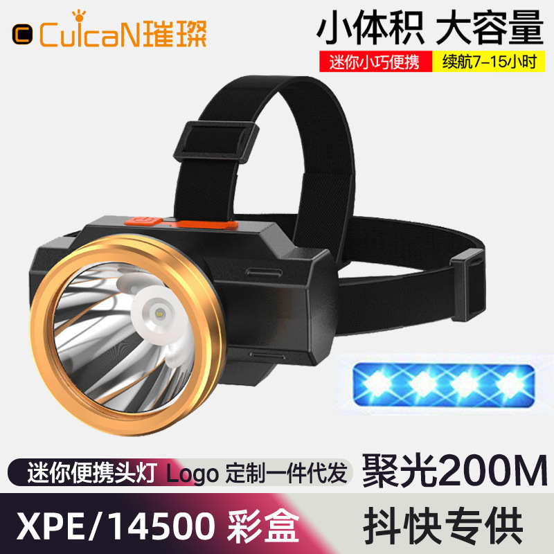 Cross-border new plastic headlight USB charging bright headlight head-mounted fishing miner's lamp spotlight night fishing patrol