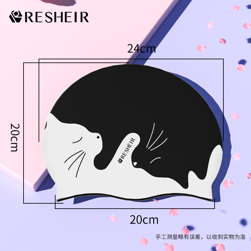 Picture of Professional swimming cap silicone women's waterproof ear protection long hair special adult plus size non-tightening men's fashion swimming cap