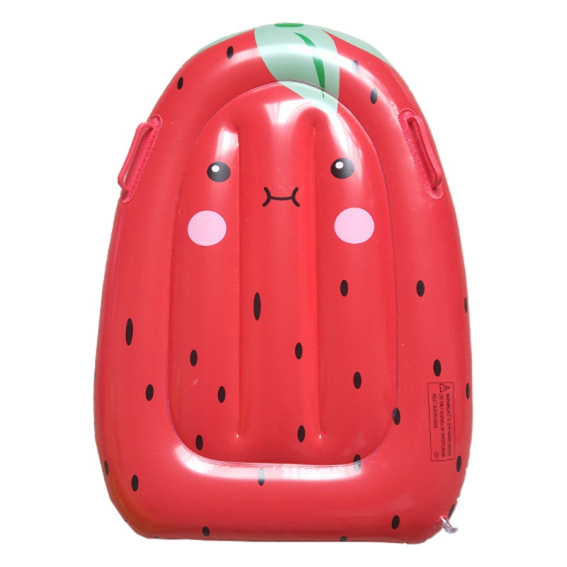 Cross-border inflatable fruit floating row strawberry kiwi fruit pineapple cute cartoon surfboard with handle recliner wholesale