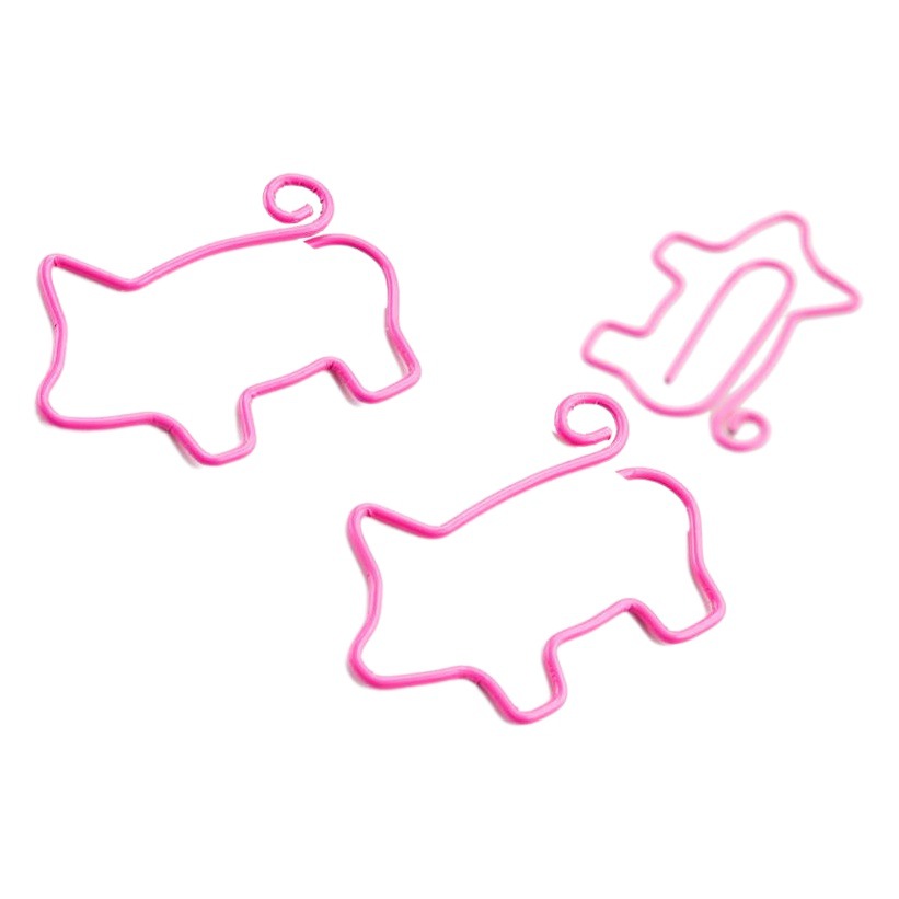 Pink piglet paper clip cartoon animal paper clip creative key chain shaped pin color school supplies