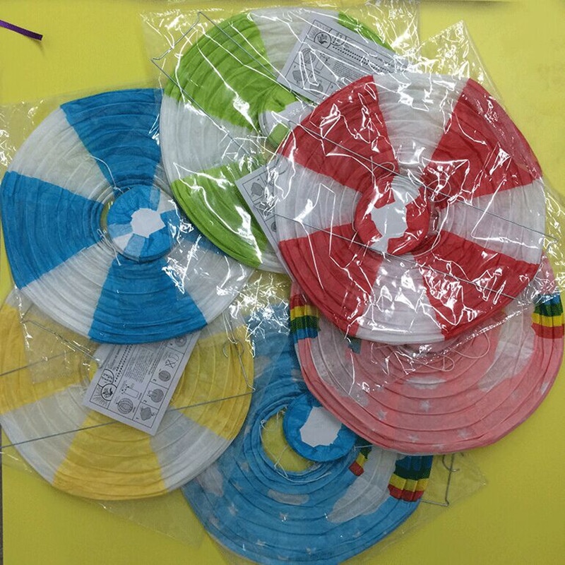 2020 new manufacturers wholesale hot air balloon paper lantern two-color stitching rainbow export wedding paper lantern decoration