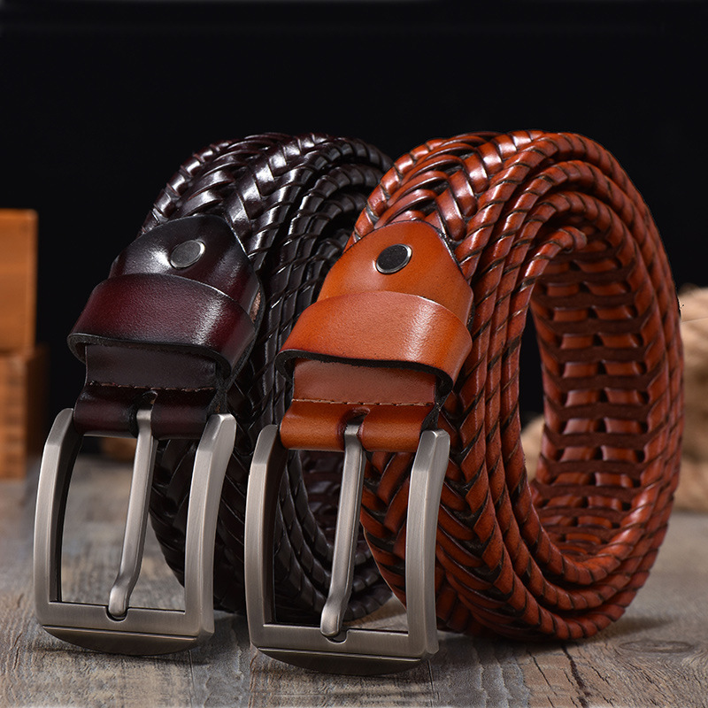 4.0 hand-woven belt men's fashion retro belt breathable buckle pants belt explosions a generation of hair