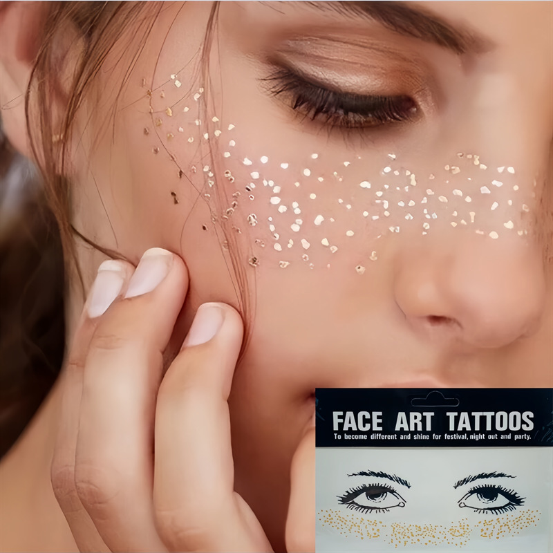 Cross Border Tattoo Face Stickers Metal Freckles Face Stickers Glitter Star Stickers Advanced Sense Face Tattoo Stickers