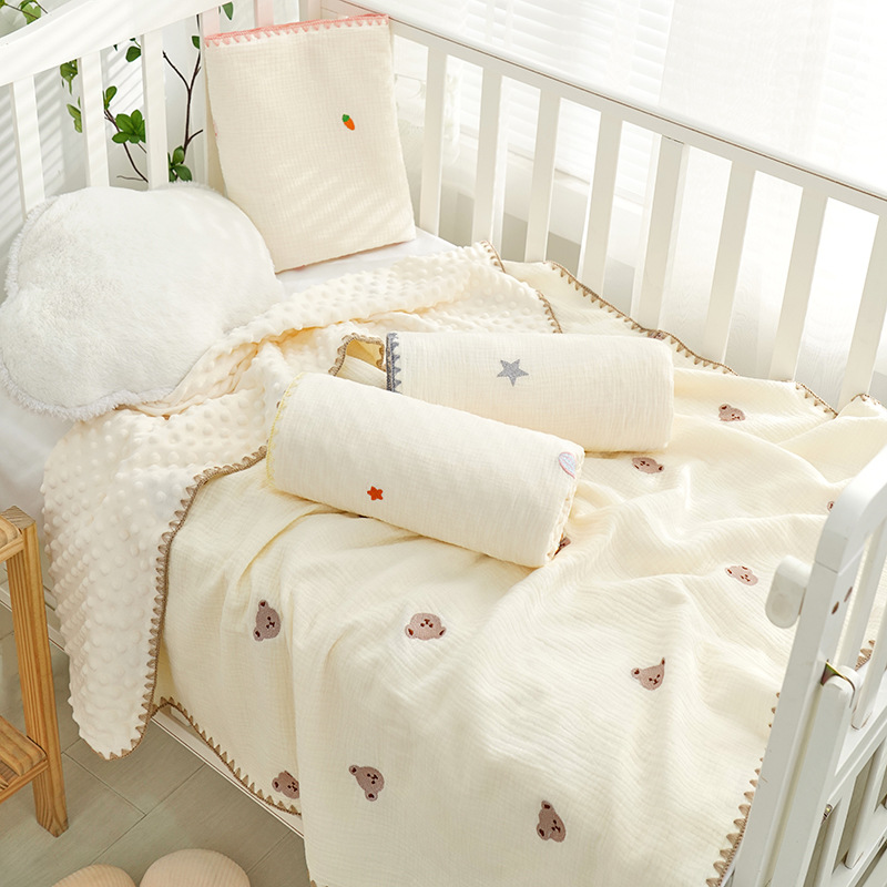 Picture of Bean Blanket Baby Gauze Blanket ins Embroidered Newborn Baby Calming Blanket Children's Blanket Baby's Quilt