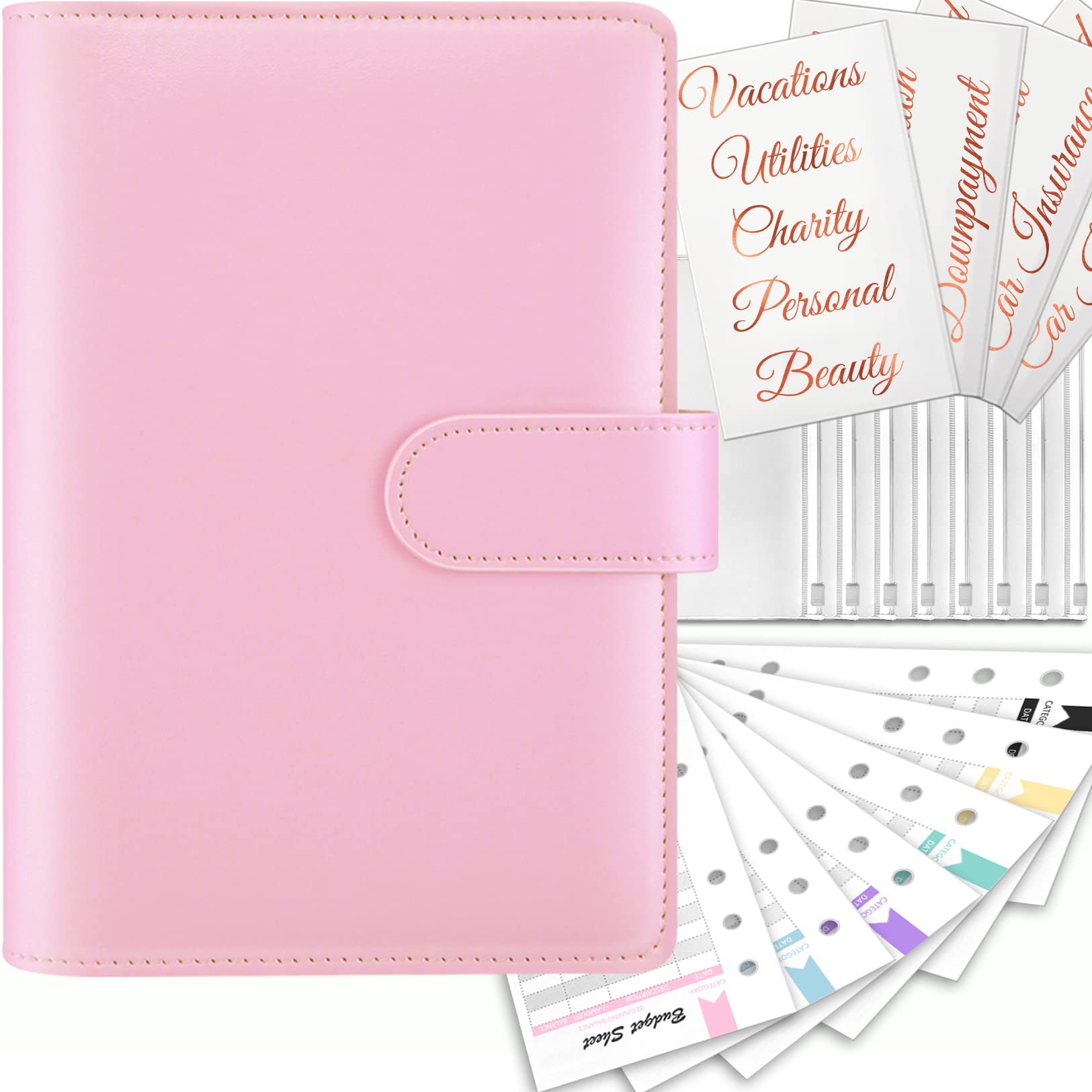 Picture of Cross-border spot explosions macaroon binder laser love hand book PU cash plan budget book.