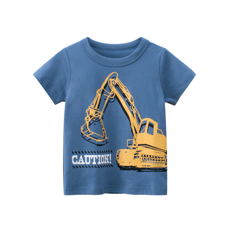 Picture of 2025 Summer New Kidsren's Clothing Kidsren's Short-Sleeved T-Shirt Wholesale Boys Excavator Baby Clothing One Piece Consignment