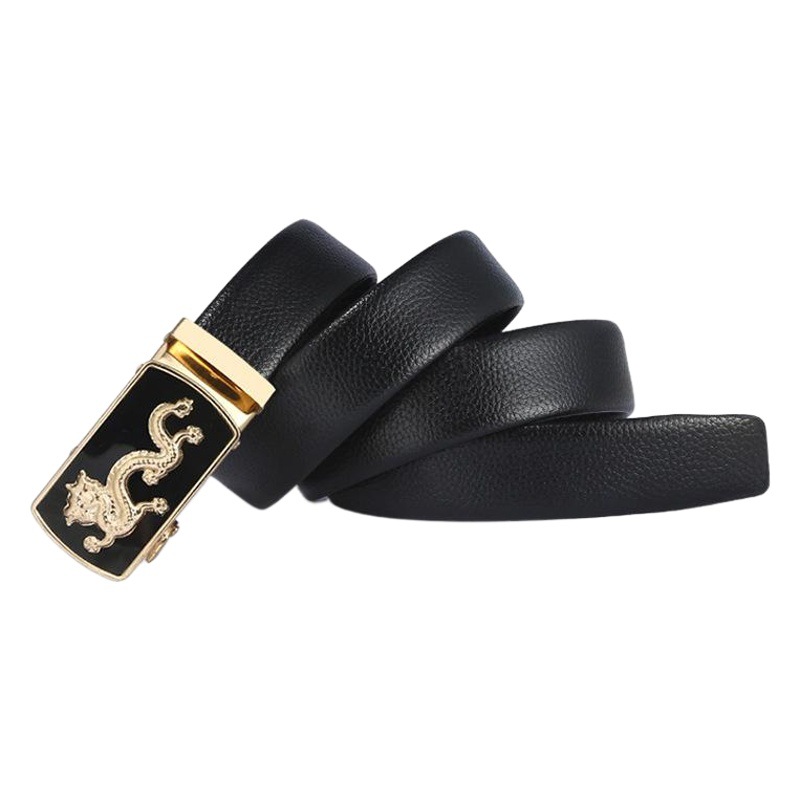 Men's Automatic Buckle Trendy Casual Versatile Dragon Buckle Belt Street Stall Hot-Selling Pants Belt Manufacturer Ready Stock Wholesale