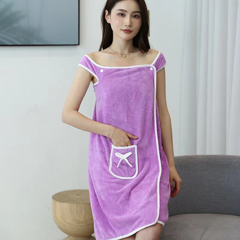 Picture of Coral Velvet Bath Skirt Wholesale Than Pure Cotton Absorbent Thickeneded Bathrobe Adult Women's Bathrobe Home Bath Towel Type a